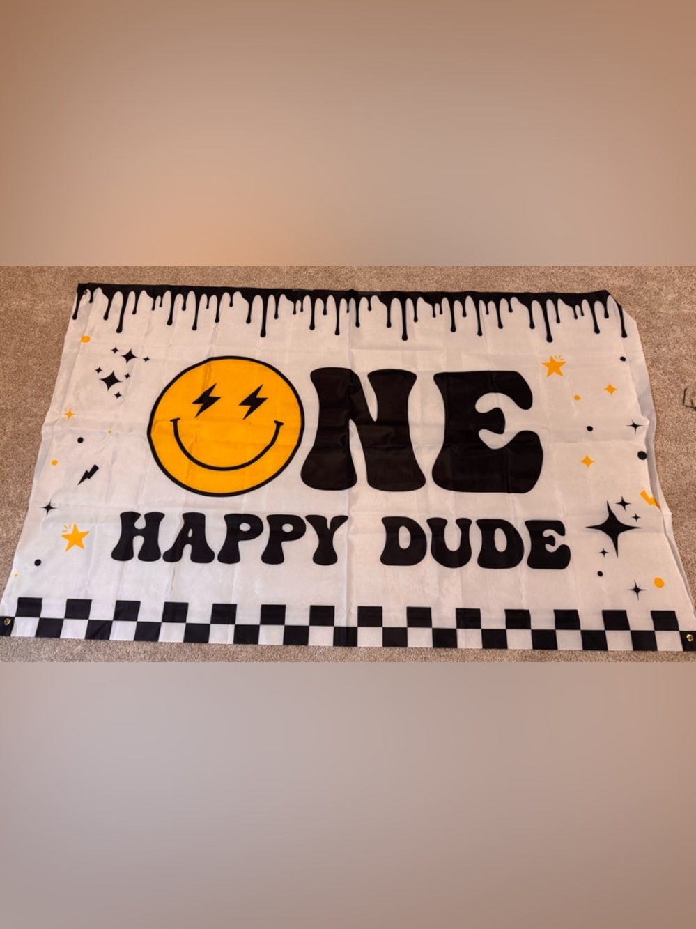 One Happy Dude Signs (2)- Yellow & Black Smiley